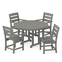 Thumbnail for POLYWOOD Lakeside 5-Piece Round Arm Chair Dining Set - Slate Grey