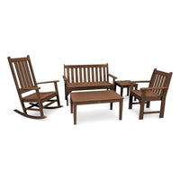 Thumbnail for POLYWOOD Vineyard 5-Piece Bench & Rocking Chair Set - Teak