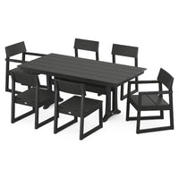 Thumbnail for POLYWOOD EDGE 7-Piece Farmhouse Trestle Dining Set in Black