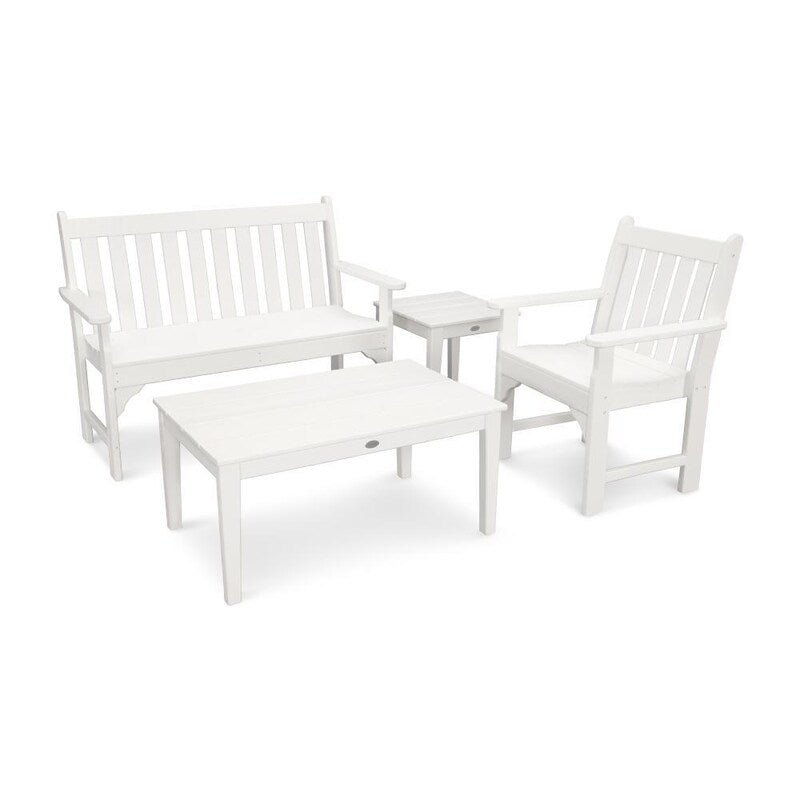 POLYWOOD Vineyard 4-Piece Bench Seating Set - White