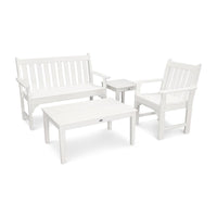 Thumbnail for POLYWOOD Vineyard 4-Piece Bench Seating Set - White