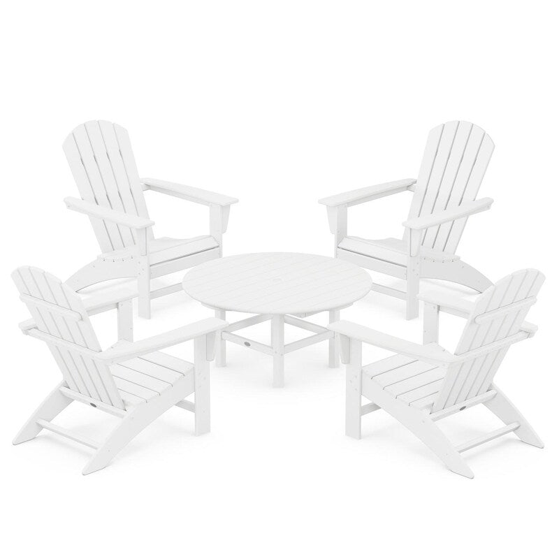 POLYWOOD Nautical 5-Piece Adirondack Chair Conversation Set - White