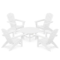 Thumbnail for POLYWOOD Nautical 5-Piece Adirondack Chair Conversation Set - White