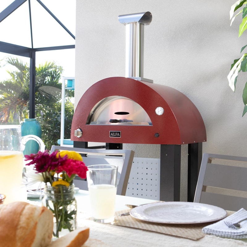 Alfa Moderno 2 Pizze Propane Pizza Oven W/ Natural Gas Conversion Kit - Antique Red - FXMD-2P-GROA-U