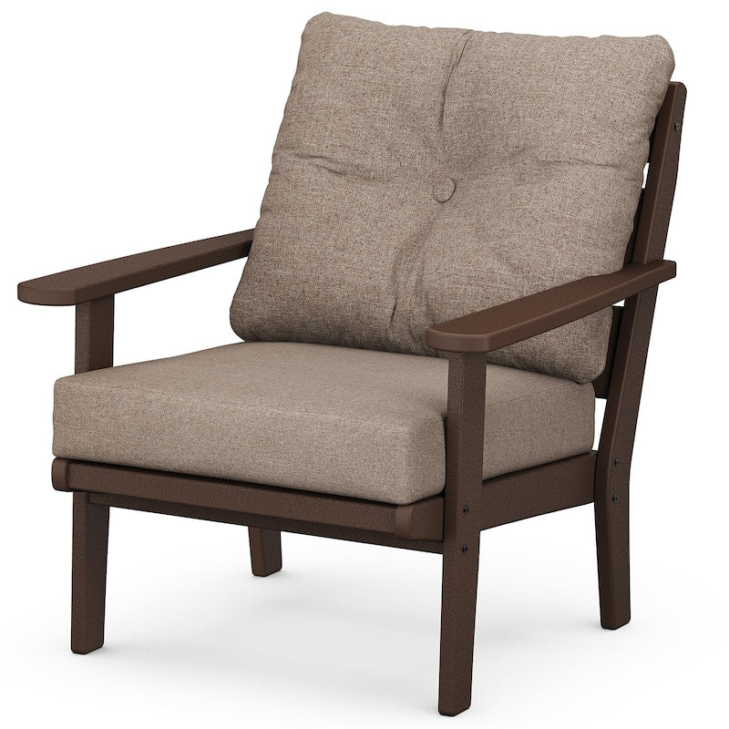 POLYWOOD Lakeside Deep Seating Chair - Mahogany / Spiced Burlap