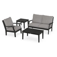 Thumbnail for POLYWOOD Braxton 4-Piece Deep Seating Set in Black / Grey Mist