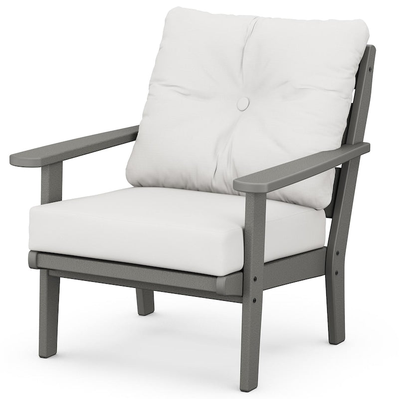 POLYWOOD Lakeside Deep Seating Chair - Slate Grey / Natural Linen