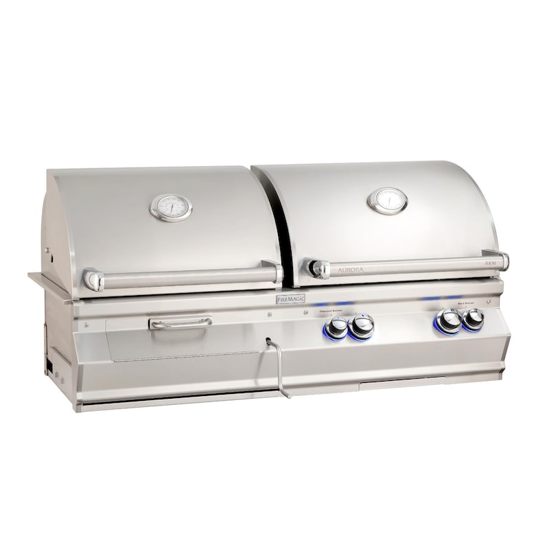 Fire Magic Aurora A830I 46-Inch Built-In Natural Gas & Charcoal Combo Grill With One Infrared Burner And Analog Thermometer - A830I-7LAN-CB