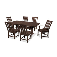 Thumbnail for POLYWOOD Vineyard 7-Piece Farmhouse Trestle Dining Set - Mahogany