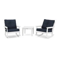Thumbnail for POLYWOOD Vineyard 3-Piece Deep Seating Rocker Set - White / Marine Indigo