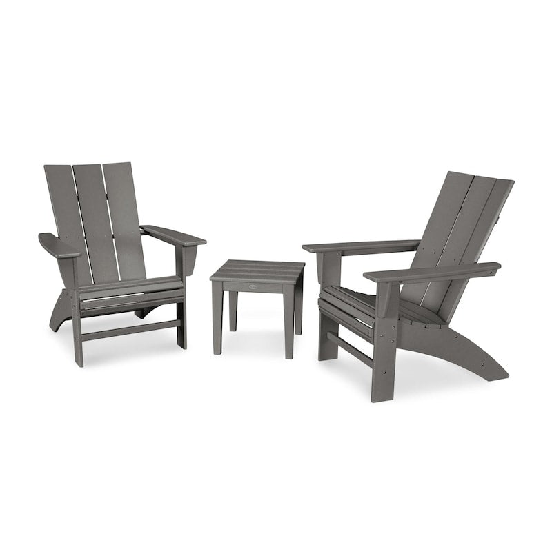 POLYWOOD Modern 3-Piece Curveback Adirondack Set - Slate Grey