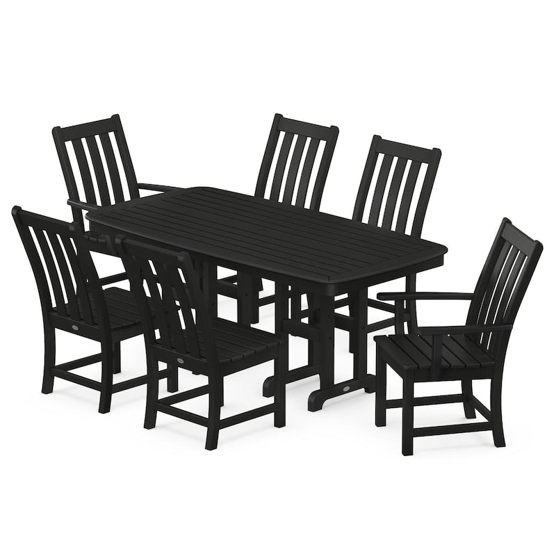 POLYWOOD Vineyard 7-Piece Nautical Dining Set - Black