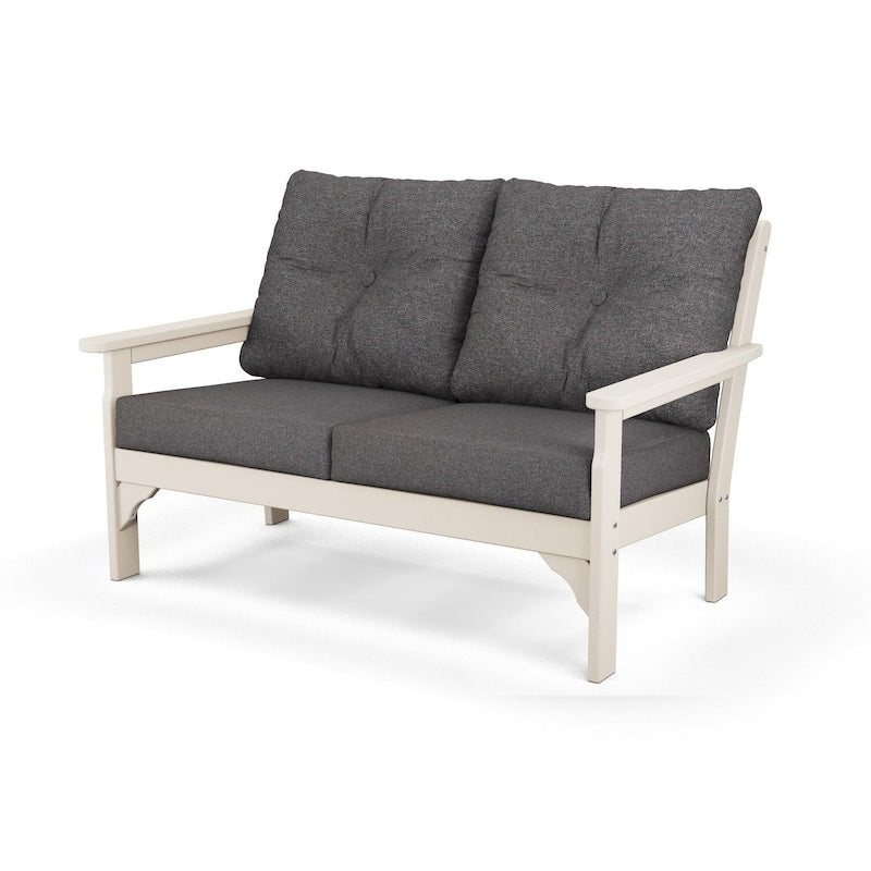 POLYWOOD Vineyard Deep Seating Settee - Sand / Ash Charcoal