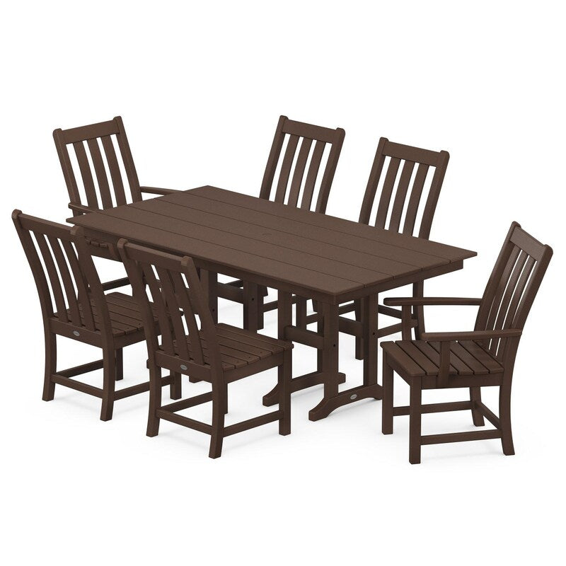 POLYWOOD Vineyard 7-Piece Farmhouse Dining Set - Mahogany