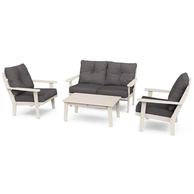POLYWOOD Lakeside 4-Piece Deep Seating Set - Sand / Ash Charcoal