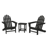Thumbnail for POLYWOOD Classic Adirondack 3-Piece Set W/ South Beach 18-Inch Side Table - Black