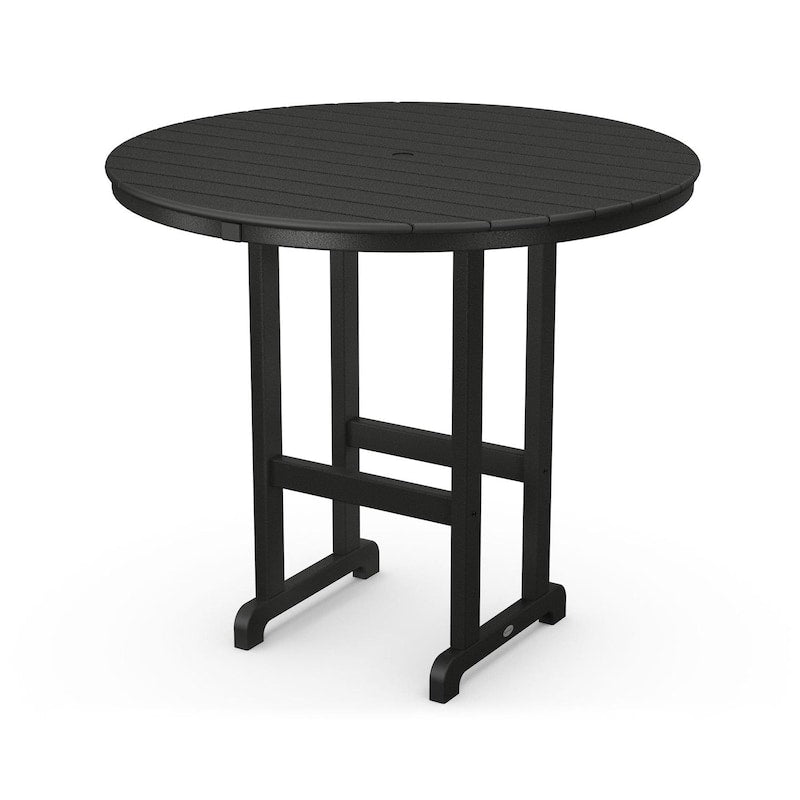 POLYWOOD 48-Inch Round Bar Table - Black