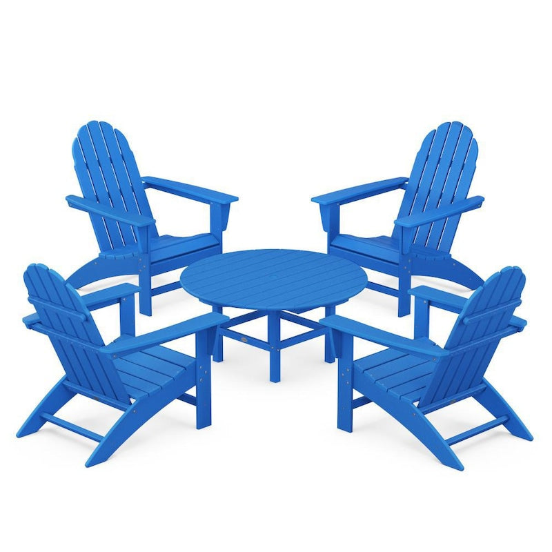 POLYWOOD Vineyard 5-Piece Adirondack Chair Conversation Set - Pacific Blue
