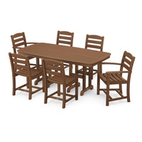 Thumbnail for POLYWOOD La Casa Cafe 7 Piece Rectangular Arm Chair Dining Set - Teak