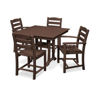 Thumbnail for POLYWOOD La Casa Cafe 5 Piece Farmhouse Dining Set W/ Trestle Legs - Mahogany