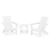 Thumbnail for POLYWOOD Modern 3-Piece Adirondack Set w/ Long Island 18-Inch Side Table - White