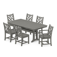 Thumbnail for POLYWOOD Chippendale 7-Piece Nautical Trestle Dining Set - Slate Grey