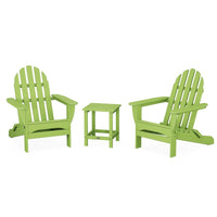 Thumbnail for POLYWOOD Classic Folding Adirondack 3-Piece Set W/ Long Island 18-Inch Side Table - Lime