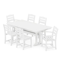 Thumbnail for POLYWOOD La Casa Cafe 7 Piece Farmhouse Trestle Dining Set - White