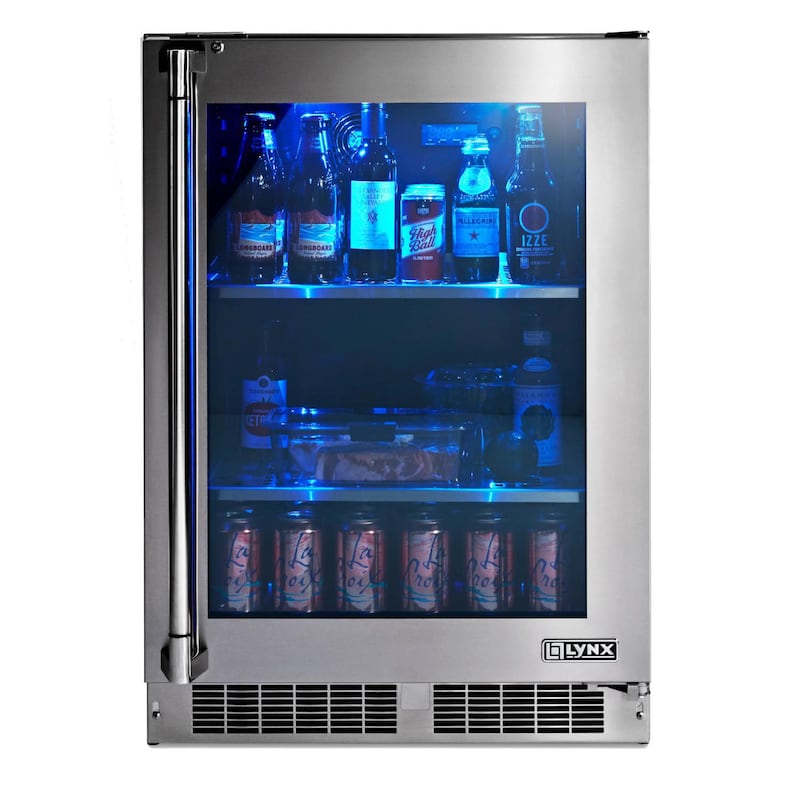 Lynx 24-Inch 5.3 Cu. Ft. Right Hinge Outdoor Rated Compact Glass Door Refrigerator - LN24REFGR