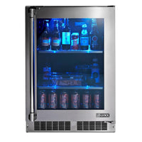 Thumbnail for Lynx 24-Inch 5.3 Cu. Ft. Right Hinge Outdoor Rated Compact Glass Door Refrigerator - LN24REFGR