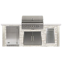 Thumbnail for Coyote Ready-To-Assemble 8 Ft Outdoor Kitchen Island With 36-Inch S-Series Natural Gas Grill (Ships As Propane With Conversion Fittings) - Stacked Stone/Modern White - RTAC-G8-SW-C2SL36NG