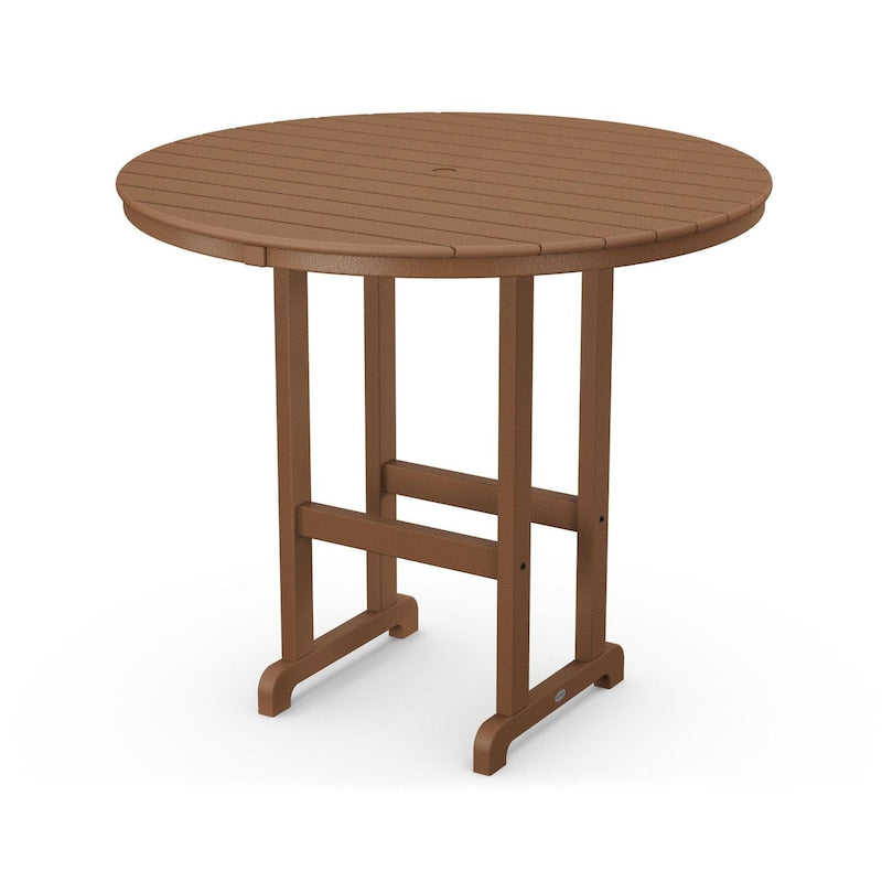 POLYWOOD 48-Inch Round Bar Table - Teak