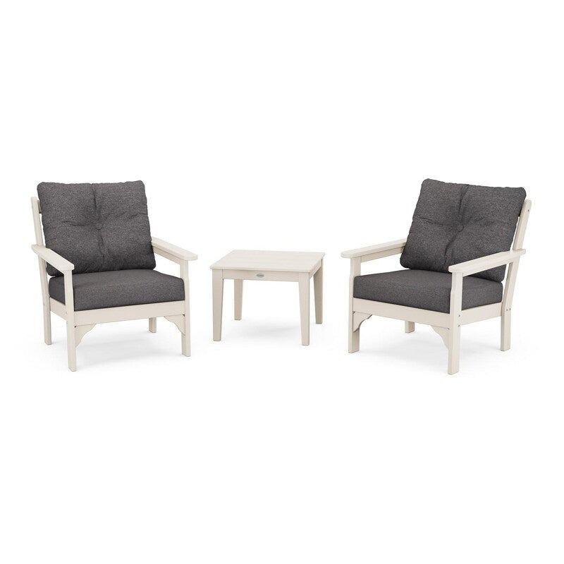 POLYWOOD Vineyard 3-Piece Deep Seating Set - Sand / Ash Charcoal
