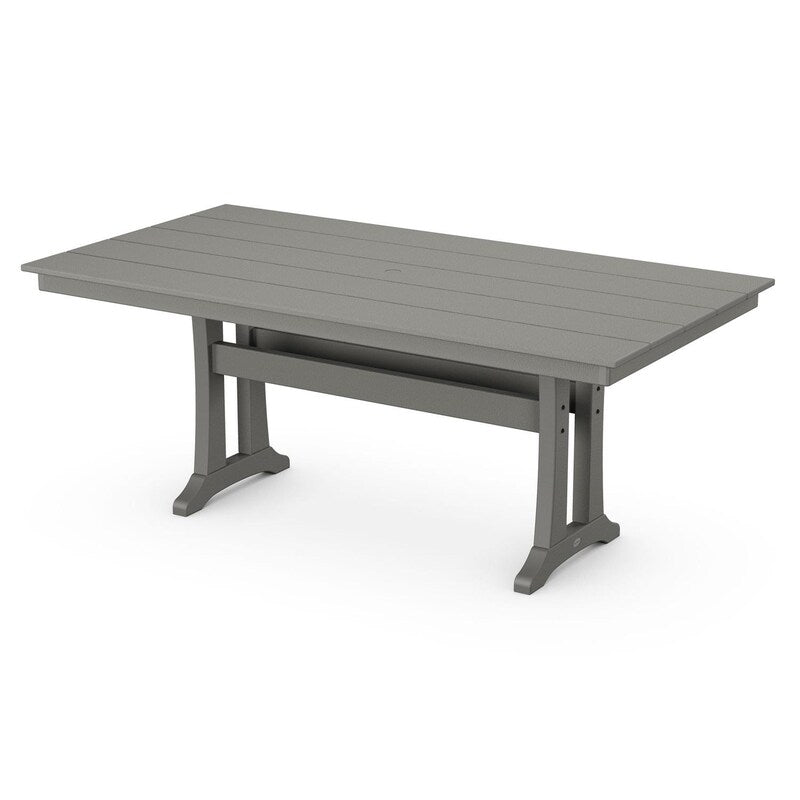 POLYWOOD 37 X 72-Inch Farmhouse Trestle Dining Table - Slate Grey