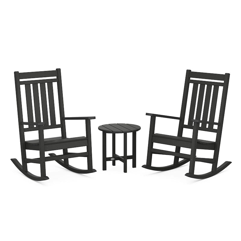 POLYWOOD Estate 3-Piece Rocking Chair Set - Black