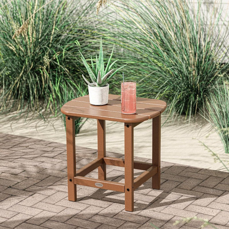 POLYWOOD South Beach 18-Inch Side Table - Teak