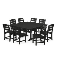 Thumbnail for POLYWOOD Lakeside 9-Piece Farmhouse Trestle Dining Set - Black
