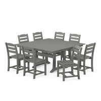 Thumbnail for POLYWOOD La Casa Cafe 9 Piece Farmhouse Trestle Dining Set - Slate Grey