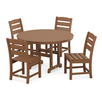Thumbnail for POLYWOOD Lakeside 5-Piece Round Side Chair Dining Set - Teak