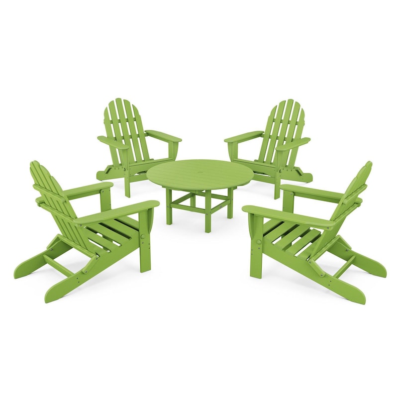 POLYWOOD Classic Folding Adirondack 5-Piece Conversation Group - Lime