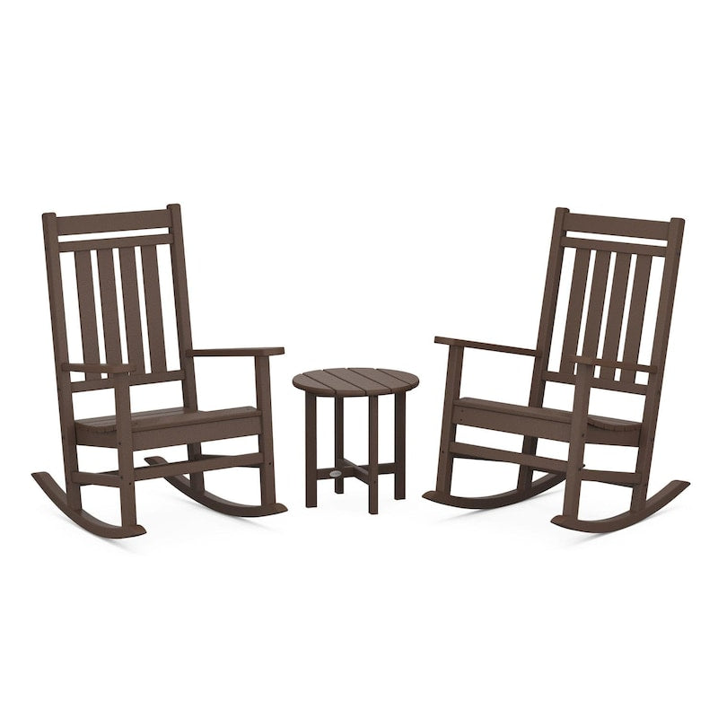 POLYWOOD Estate 3-Piece Rocking Chair Set - Mahogany