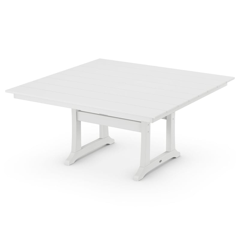 POLYWOOD 59-Inch Farmhouse Trestle Dining Table - White