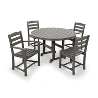 Thumbnail for POLYWOOD La Casa Cafe 5 Piece Round Farmhouse Dining Set - Slate Grey