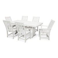 Thumbnail for POLYWOOD Vineyard 7-Piece Nautical Trestle Dining Set - White