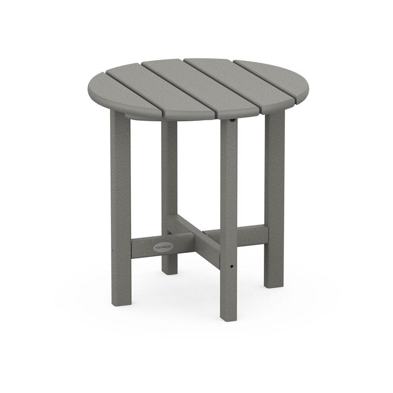 POLYWOOD 18-Inch Round Side Table - Slate Grey