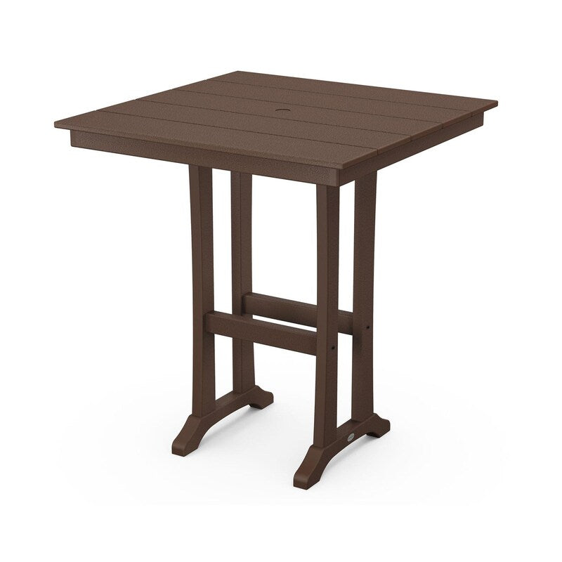 POLYWOOD 37-Inch Farmhouse Trestle Bar Table - Mahogany