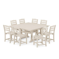 Thumbnail for POLYWOOD La Casa Cafe 9 Piece Farmhouse Trestle Dining Set - Sand