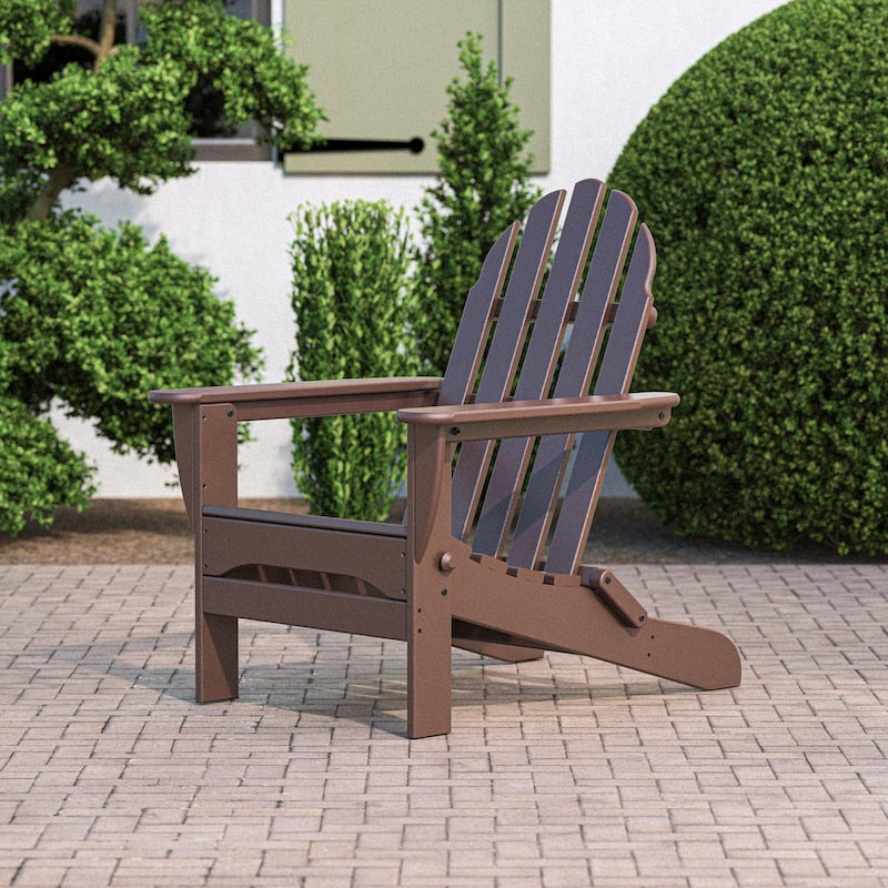 POLYWOOD Classic Folding Adirondack Chair - Mahogany