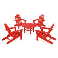 Thumbnail for POLYWOOD Classic Folding Adirondack 5-Piece Conversation Group - Sunset Red