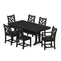 Thumbnail for POLYWOOD Chippendale 7-Piece Farmhouse Trestle Dining Set - Black